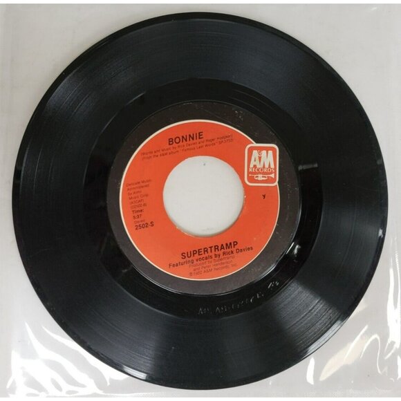 Record 45 RPM Vinyl  Supertramp It's Raining Again/ Bonnie Record VINTAGE 1982 - Picture 4 of 6